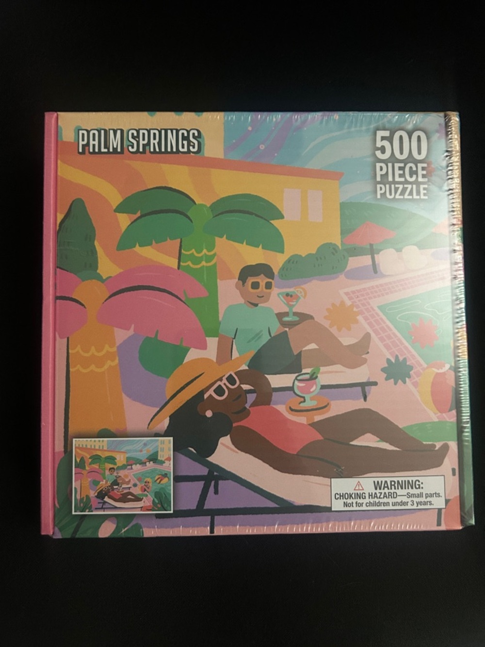 New Sealed Puzzle 500-Piece Palm Springs Colorful Poolside De Bored